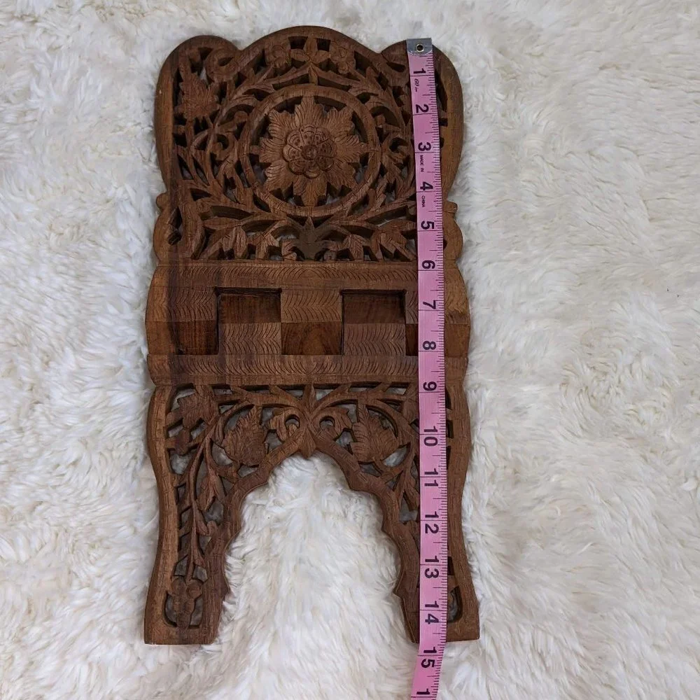Carved Wooden Rehal Book Stand